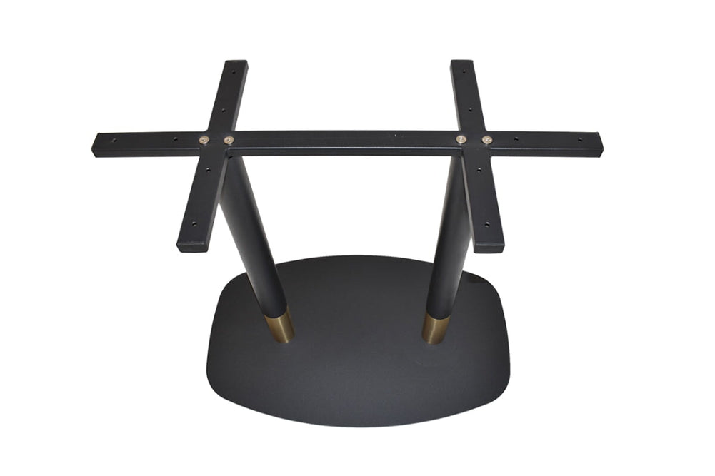 EZ Hospitality Givoli Cafe Table Black/ Brass - Black Arc Base [1200L x 700W]-dark oak  