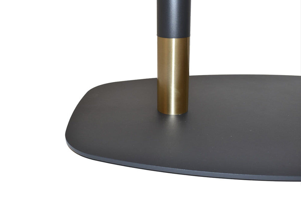 EZ Hospitality Givoli Cafe Table Black/ Brass - Black Arc Base [1400L x 700W]-dark oak  