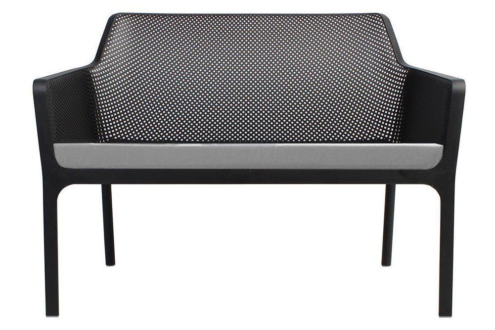 EZ Hospitality Net Outdoor Lounge Chair - Bench with Light Grey Pad-black  