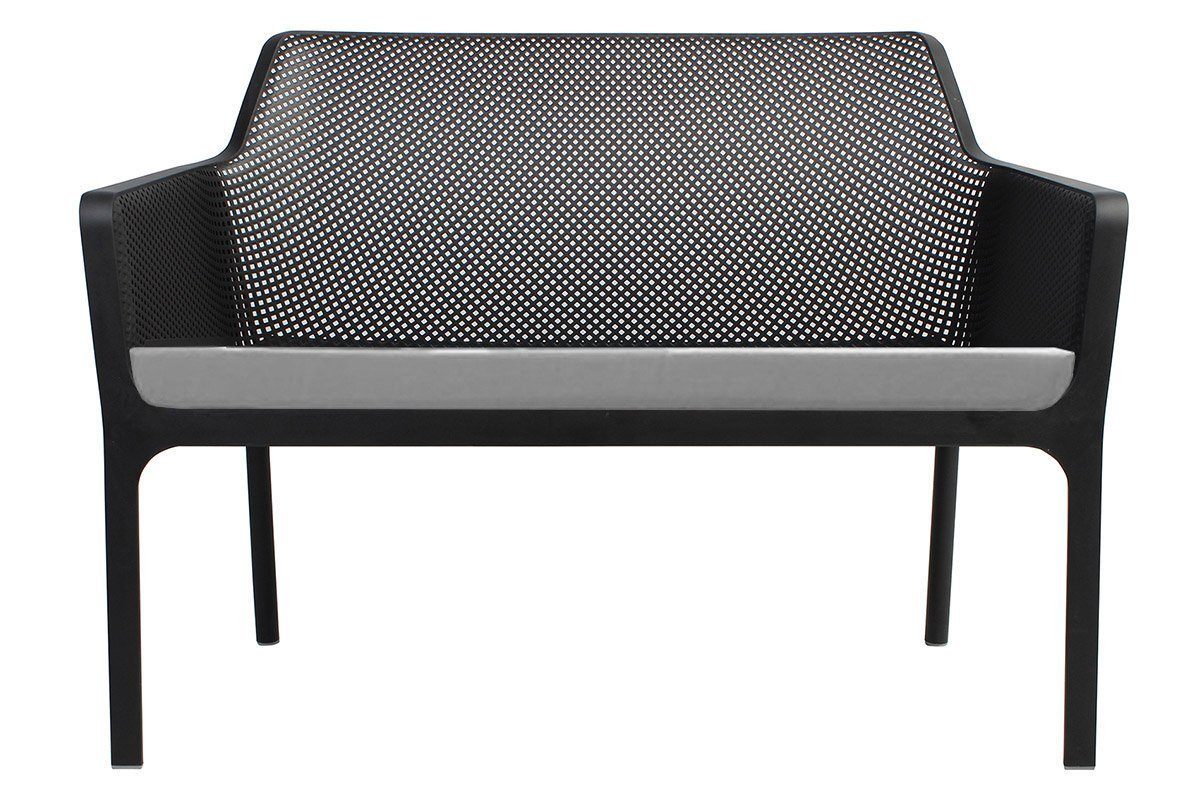 EZ Hospitality Net Outdoor Lounge Chair - Bench with Light Grey Pad EZ Hospitality black 