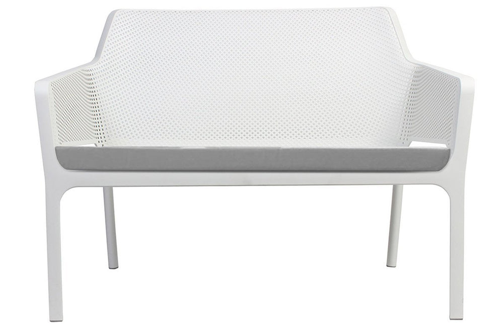 EZ Hospitality Net Outdoor Lounge Chair - Bench with Light Grey Pad-white  