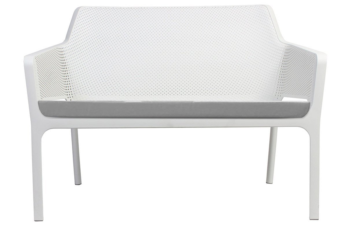 EZ Hospitality Net Outdoor Lounge Chair - Bench with Light Grey Pad EZ Hospitality white 
