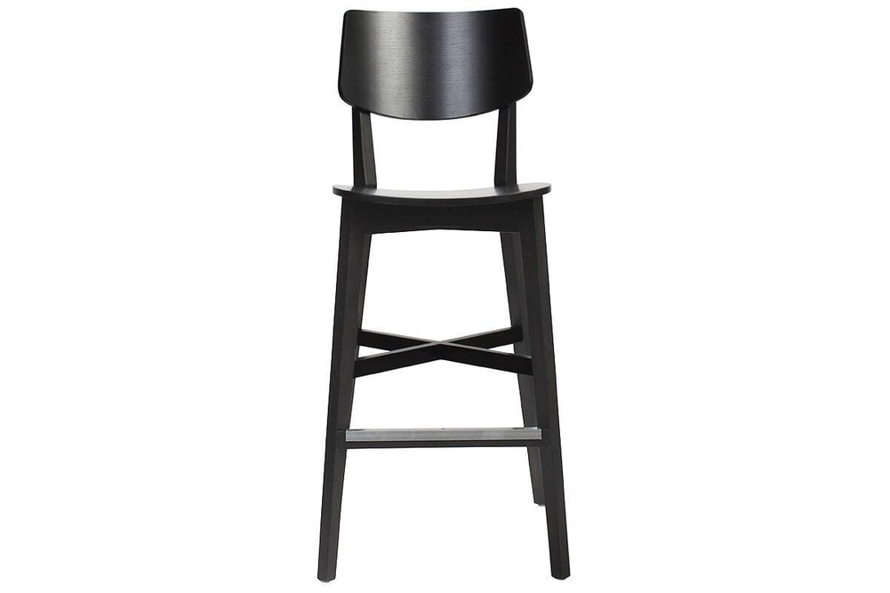 EZ Hospitality Phoenix Cafe and Bar Timber Stool - 760mm Seat Height-black  