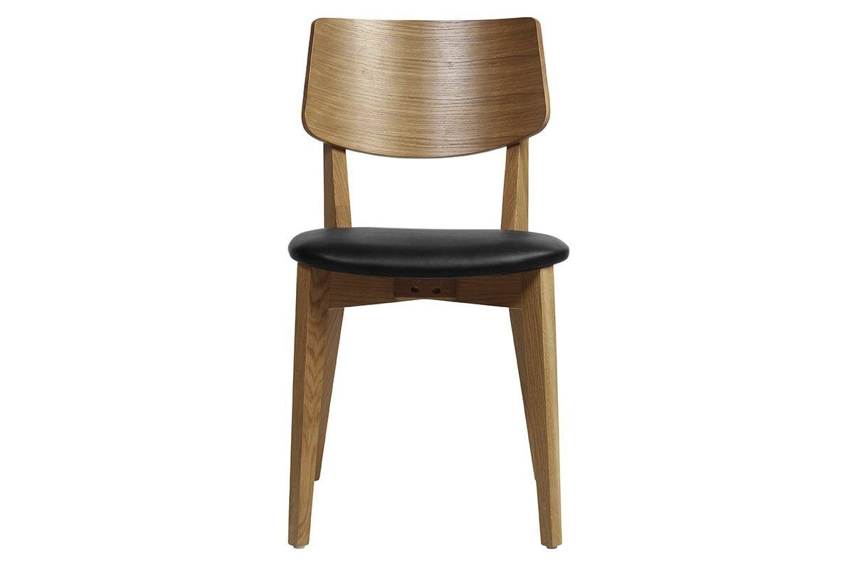 EZ Hospitality Phoenix Commercial Quality Timber Chair - Black Vinyl Seat EZ Hospitality light oak 