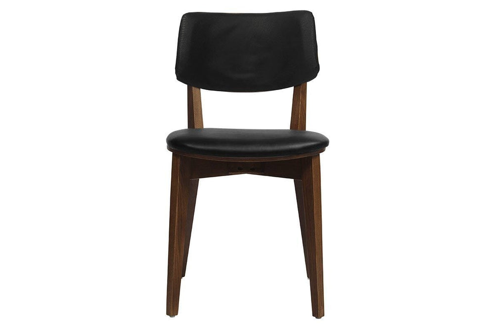 EZ Hospitality Phoenix Commercial Quality Timber Chair - Black Vinyl Seat and Back-walnut  