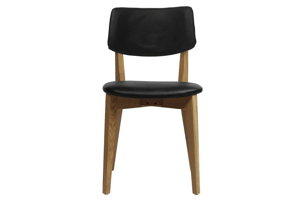 EZ Hospitality Phoenix Commercial Quality Timber Chair - Black Vinyl Seat and Back-light oak  