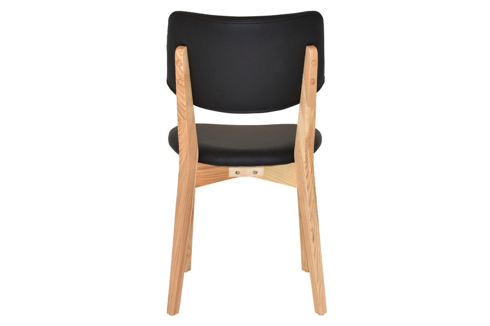 EZ Hospitality Phoenix Commercial Quality Timber Chair - Black Vinyl Seat and Back-natural  