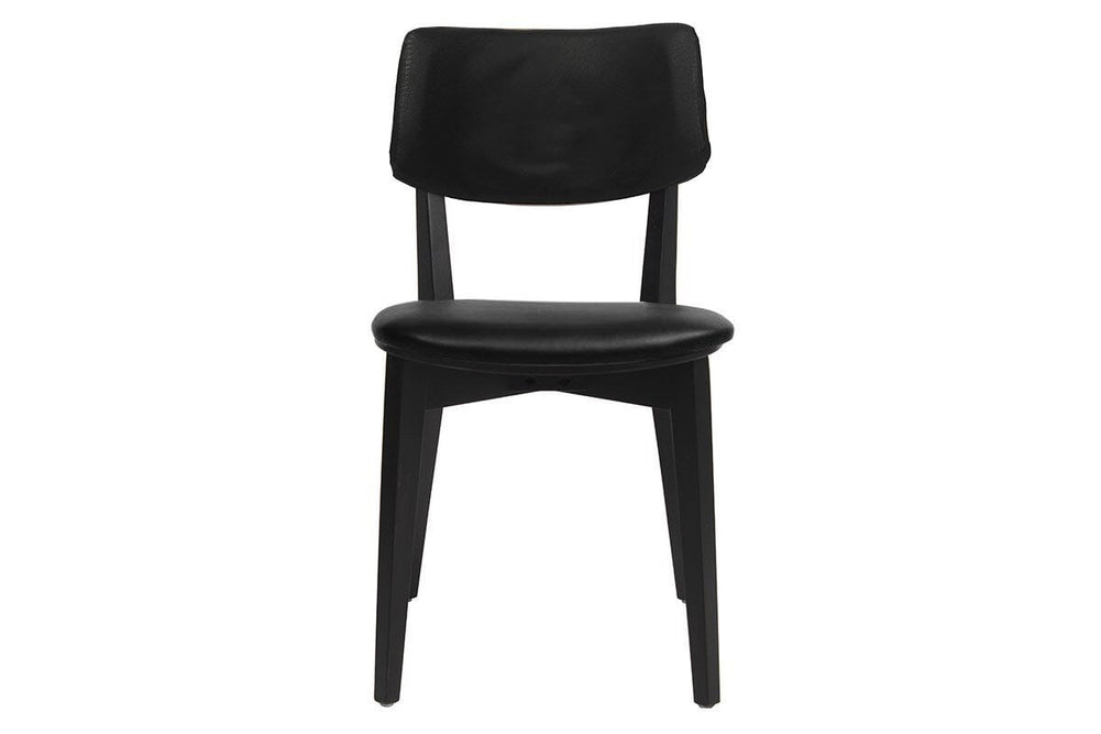 EZ Hospitality Phoenix Commercial Quality Timber Chair - Black Vinyl Seat and Back-black  