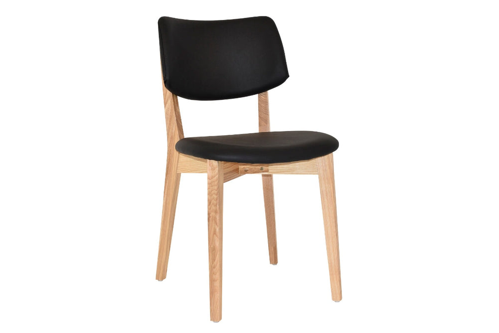 EZ Hospitality Phoenix Commercial Quality Timber Chair - Black Vinyl Seat and Back-natural  