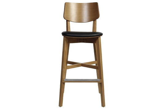 EZ Hospitality Phoenix Timber Stool - Black Vinyl Seat EZ Hospitality light oak 