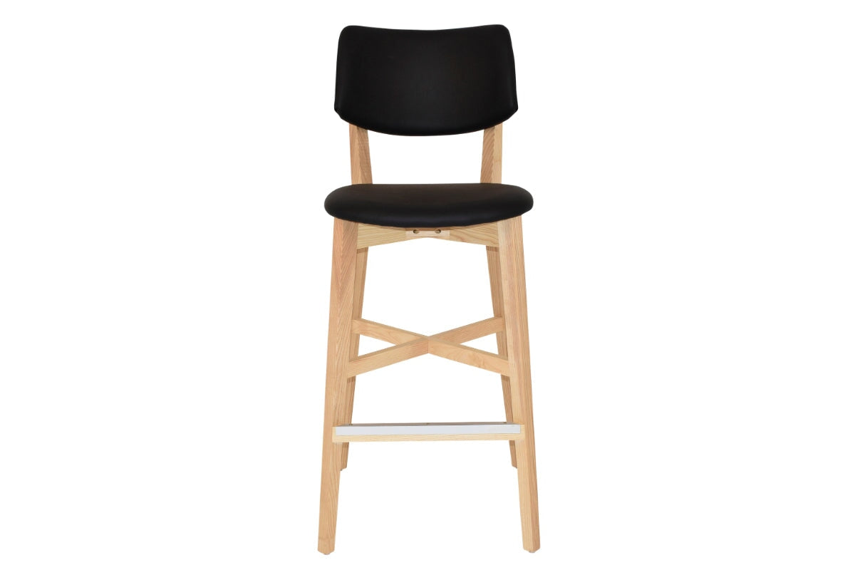 EZ Hospitality Phoenix Timber Stool - Black Vinyl Seat and Back EZ Hospitality natural 