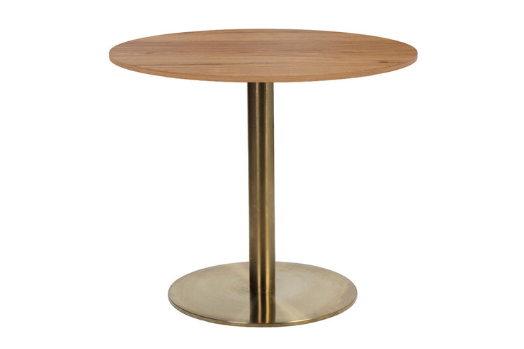 EZ Hospitality Rome Base Round Cafe Table [600 mm] EZ Hospitality brass frame salvage oak 