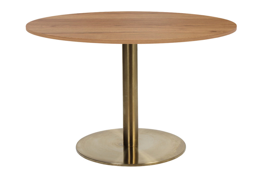 EZ Hospitality Rome Base Round Cafe Table [800 mm]-brass frame salvage oak 