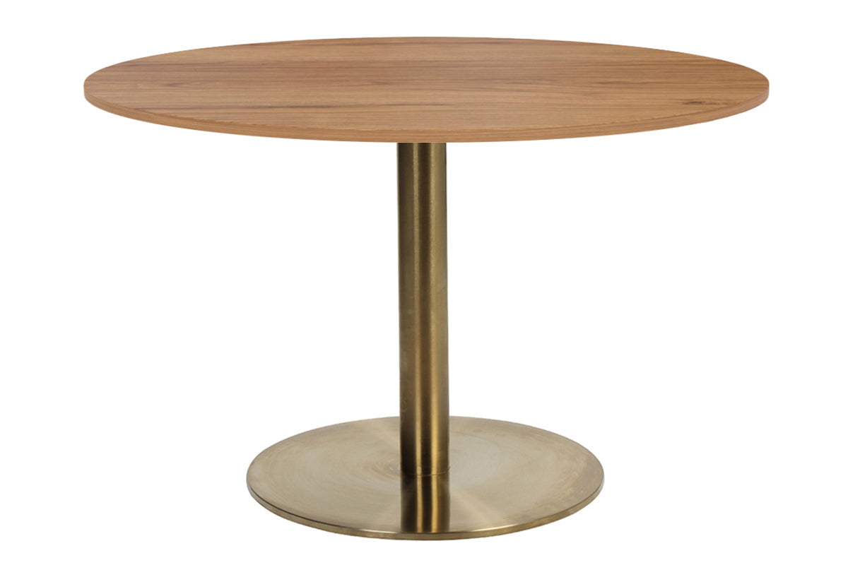 EZ Hospitality Rome Base Round Cafe Table [800 mm] EZ Hospitality brass frame salvage oak 