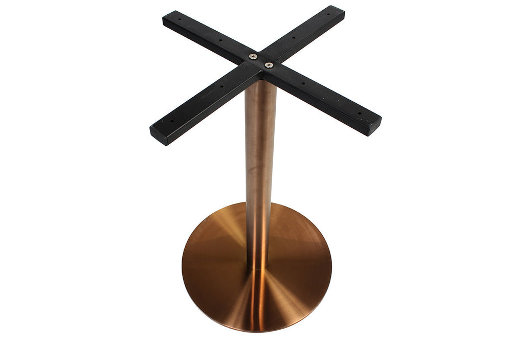 EZ Hospitality Rome Base Round Cafe Table [800 mm]-copper frame dark oak 