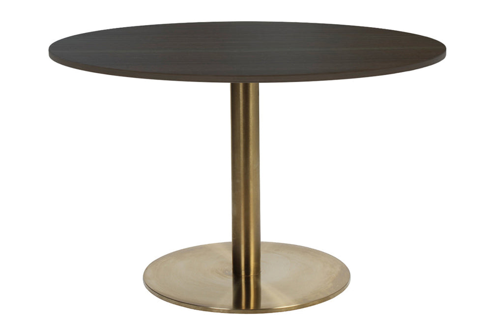 EZ Hospitality Rome Base Round Cafe Table [800 mm]-brass frame dark oak 