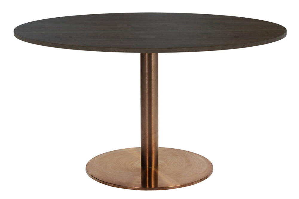 EZ Hospitality Rome Base Round Meeting Table [1000 mm]-copper frame dark oak 
