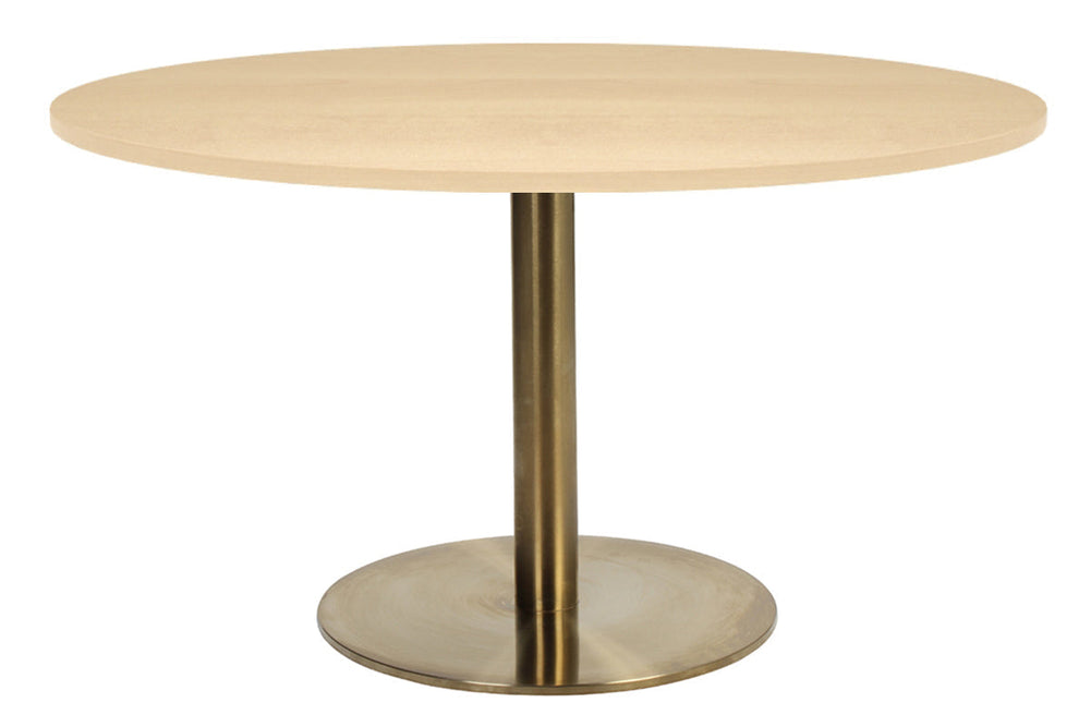 EZ Hospitality Rome Base Round Meeting Table [1000 mm]-brass frame maple 