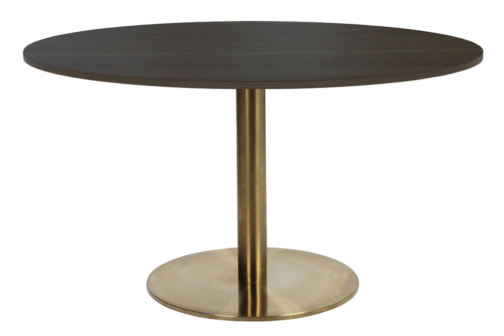 EZ Hospitality Rome Base Round Meeting Table [1000 mm]-brass frame dark oak 