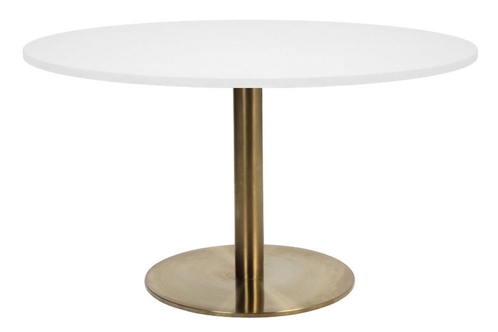 EZ Hospitality Rome Base Round Meeting Table [1000 mm]-brass frame white 
