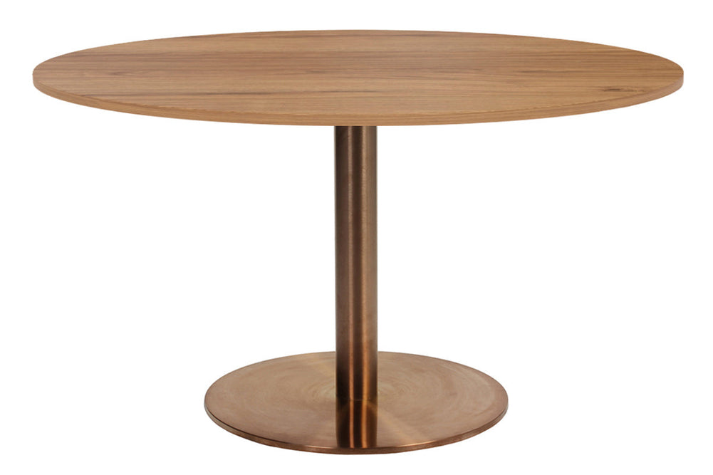 EZ Hospitality Rome Base Round Meeting Table [1000 mm]-copper frame salvage oak 
