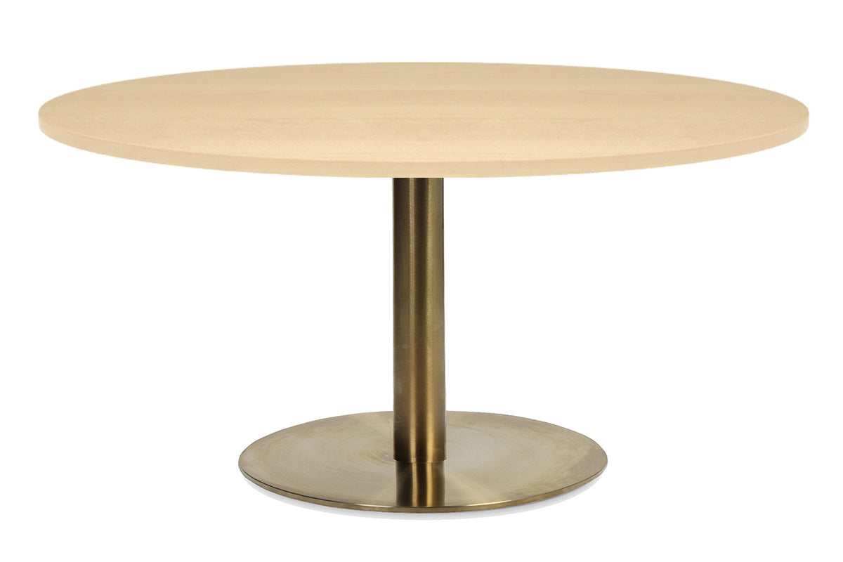 EZ Hospitality Rome Base Round Meeting Table [1200 mm] EZ Hospitality brass frame maple 
