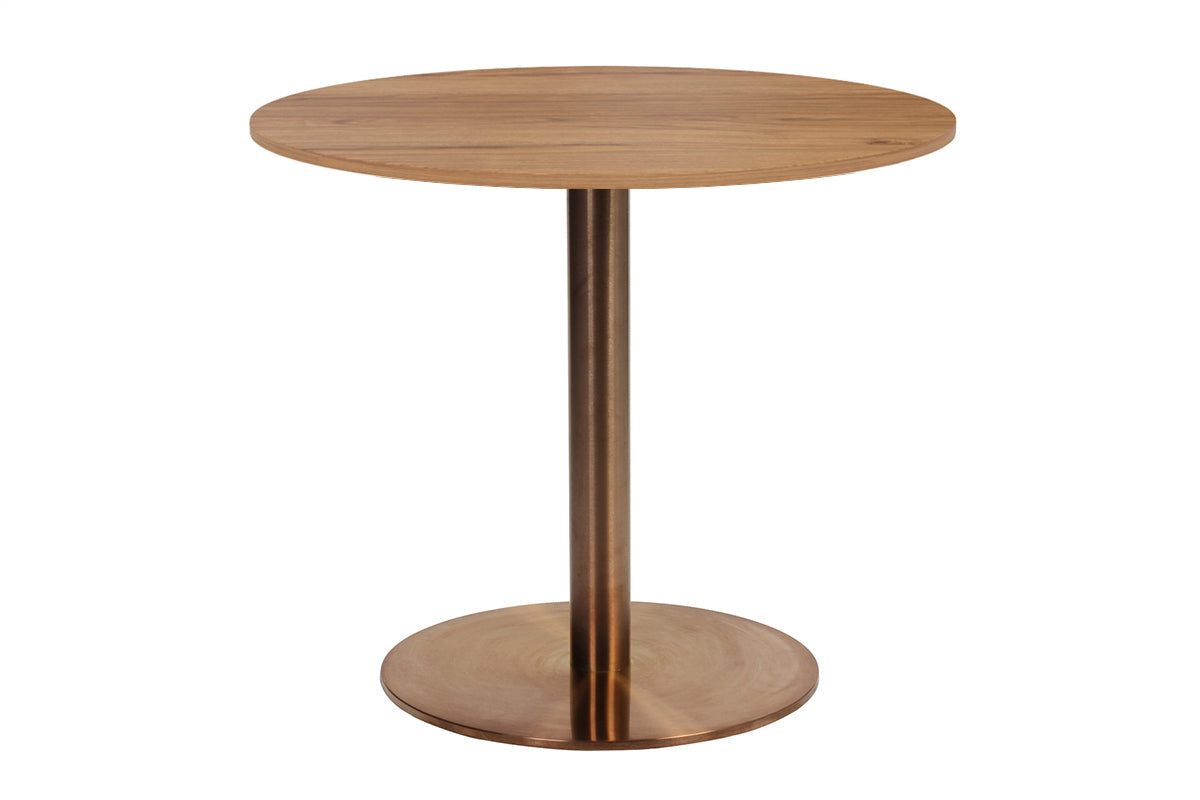 EZ Hospitality Rome Base Round Meeting Table [600 mm] EZ Hospitality copper frame salvage oak 