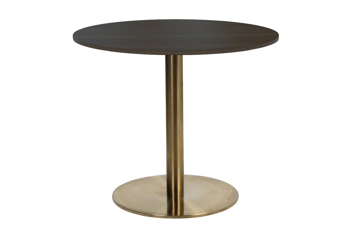 EZ Hospitality Rome Base Round Meeting Table [600 mm] EZ Hospitality brass frame dark oak 