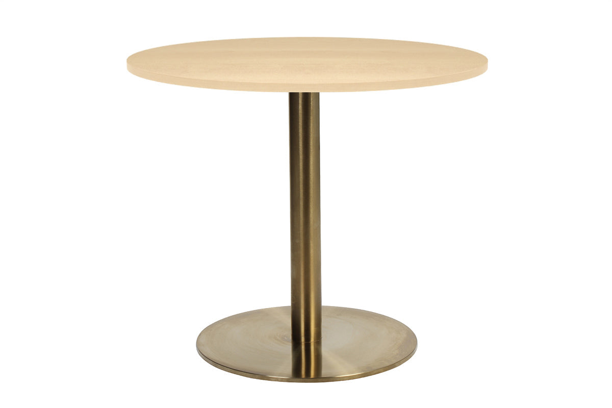 EZ Hospitality Rome Base Round Meeting Table [600 mm] EZ Hospitality brass frame maple 