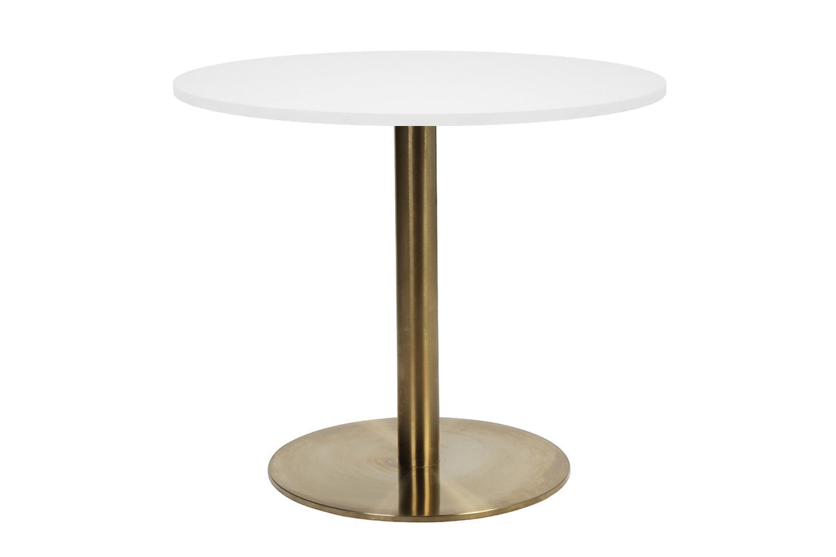 EZ Hospitality Rome Base Round Meeting Table [600 mm]-brass frame white 