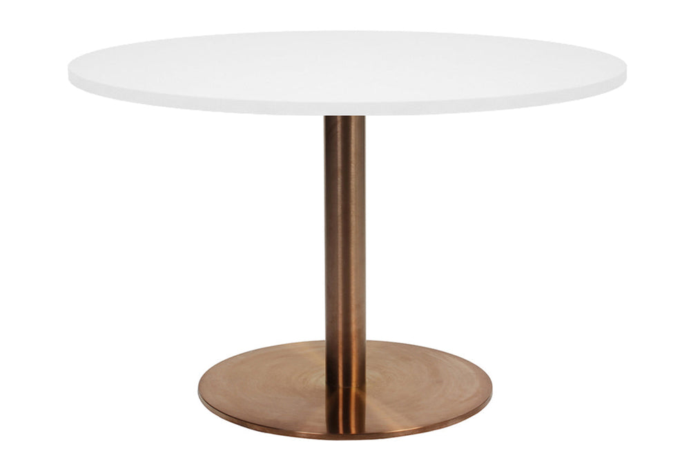 EZ Hospitality Rome Base Round Meeting Table [800 mm]-copper frame white 