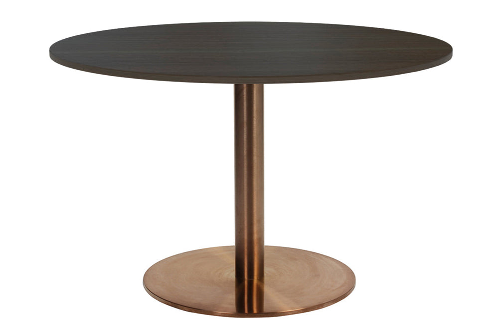 EZ Hospitality Rome Base Round Meeting Table [800 mm]-copper frame dark oak 