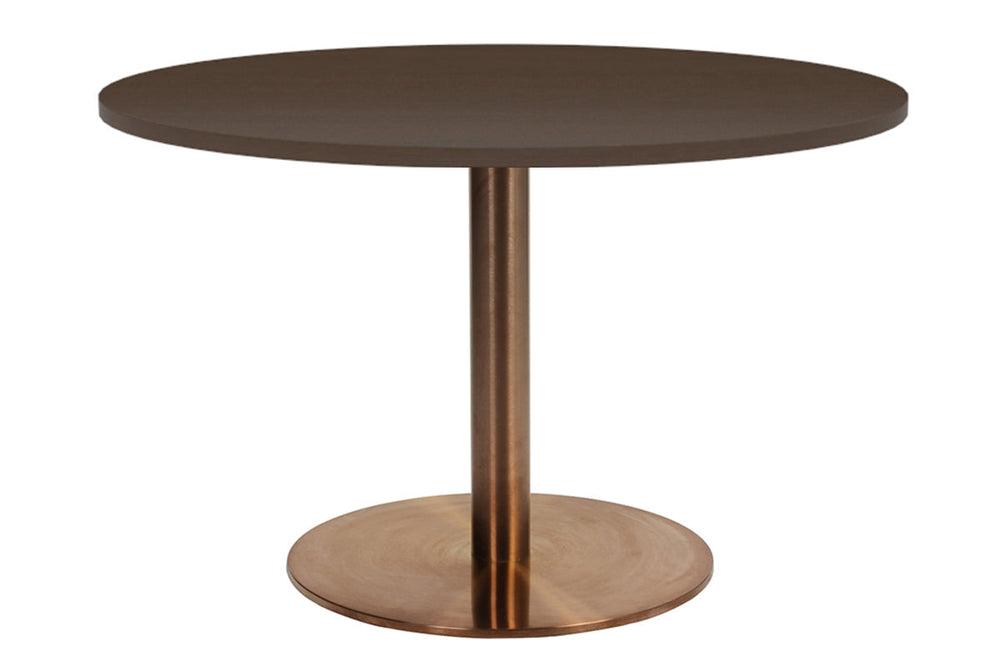 EZ Hospitality Rome Base Round Meeting Table [800 mm]-copper frame dark oak 