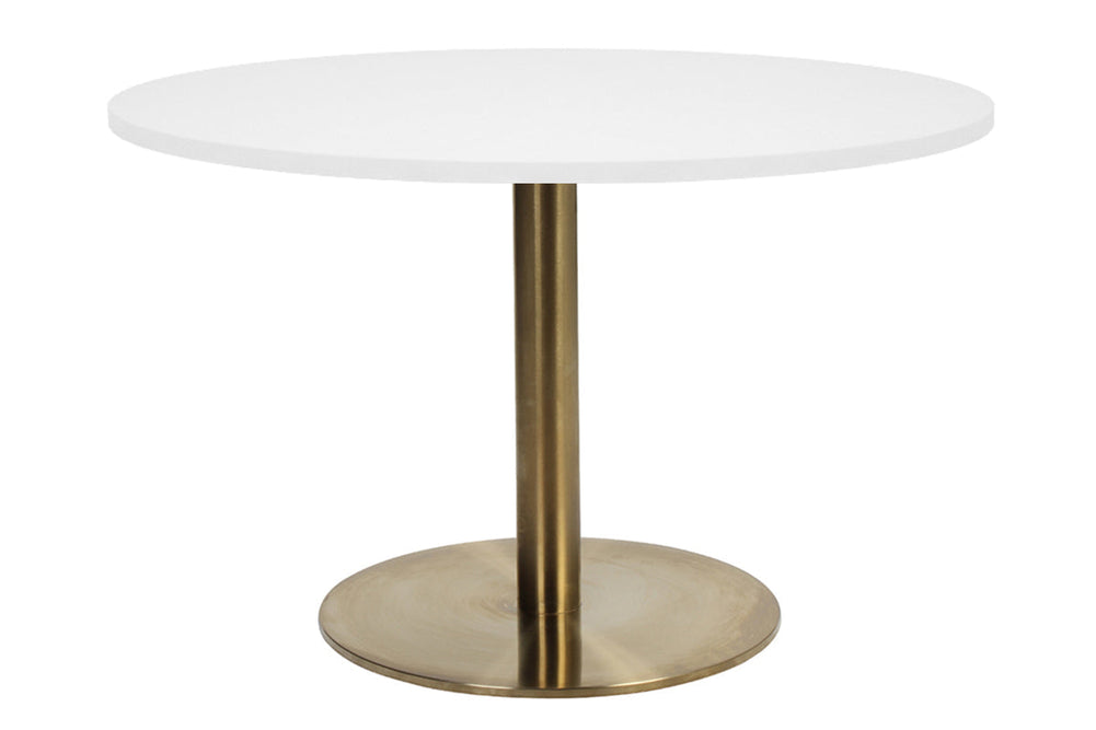 EZ Hospitality Rome Base Round Meeting Table [800 mm]-brass frame white 