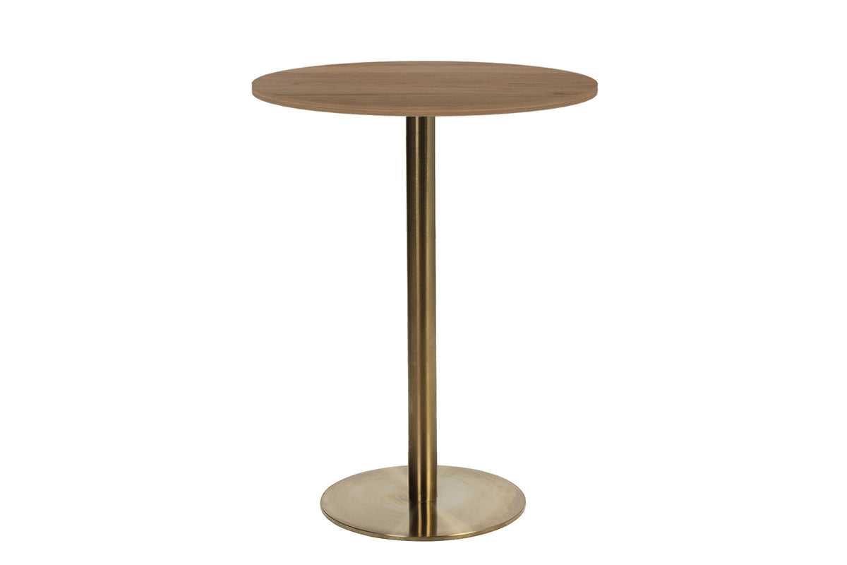 EZ Hospitality Rome Tall Round Bar Counter Table [600 mm] EZ Hospitality brass frame salvage oak 