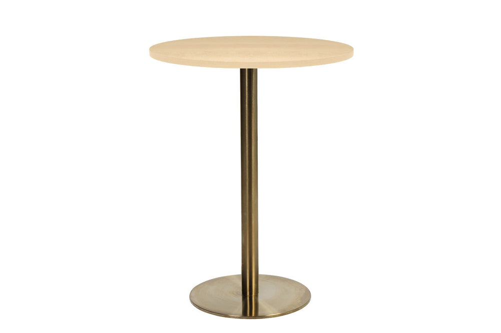 EZ Hospitality Rome Tall Round Bar Counter Table [600 mm]-brass frame maple 