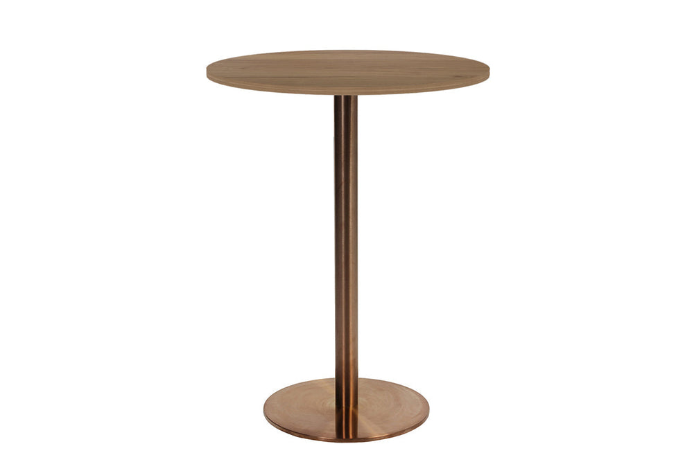 EZ Hospitality Rome Tall Round Bar Counter Table [600 mm]-copper frame salvage oak 