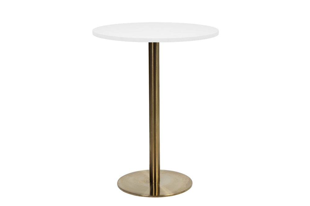 EZ Hospitality Rome Tall Round Bar Counter Table [600 mm]-brass frame white 