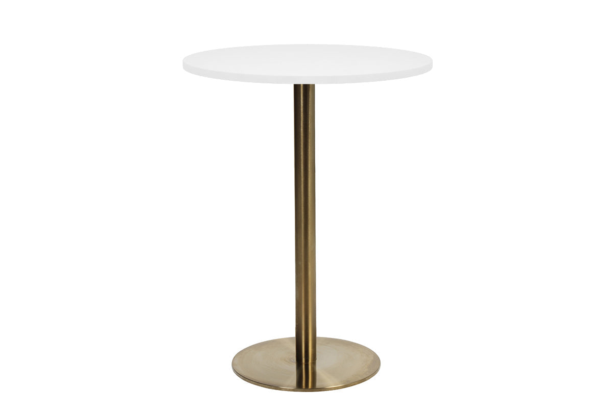 EZ Hospitality Rome Tall Round Bar Counter Table [600 mm] EZ Hospitality brass frame white 
