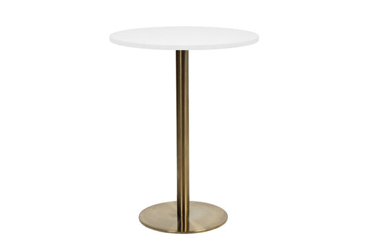 EZ Hospitality Rome Tall Round Bar Counter Table [600 mm] EZ Hospitality brass frame white 