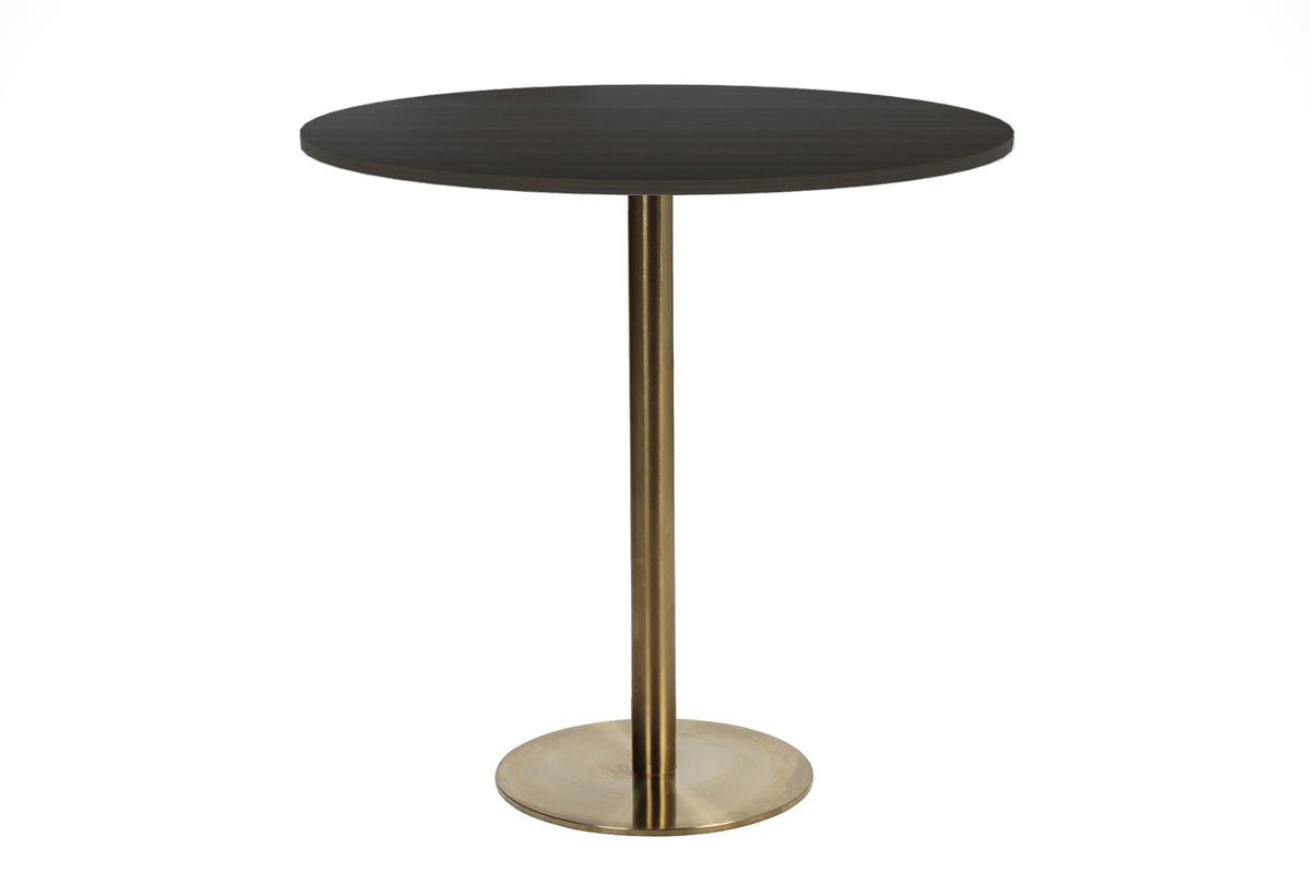 EZ Hospitality Rome Tall Round Bar Counter Table [800 mm] EZ Hospitality brass frame dark oak 