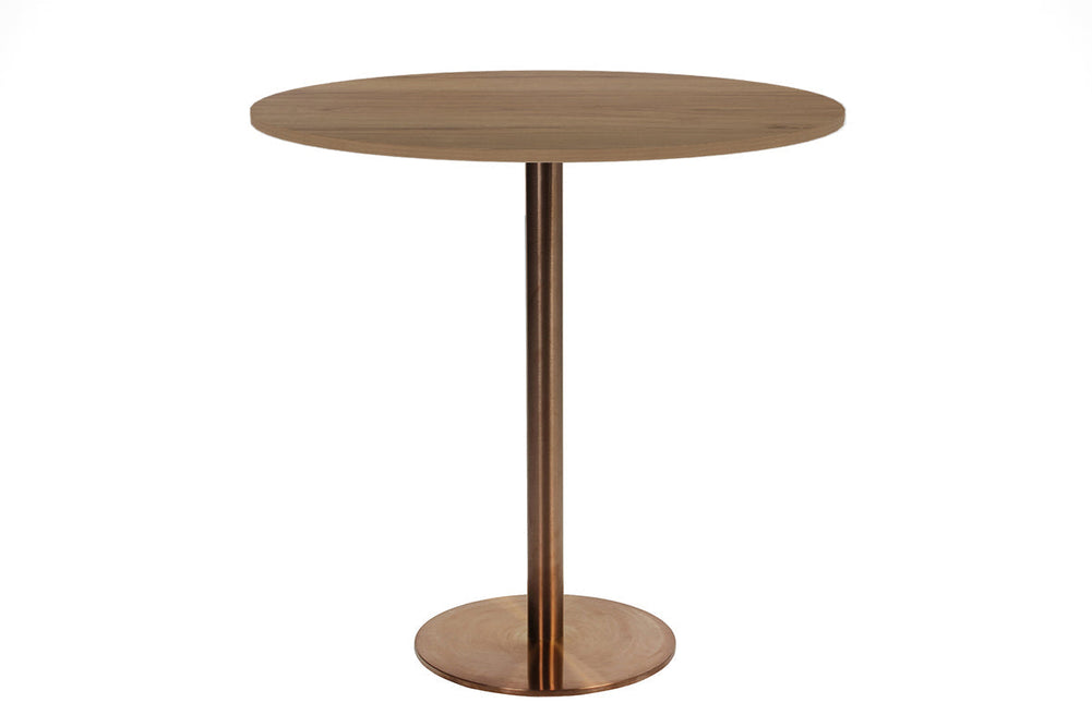 EZ Hospitality Rome Tall Round Bar Counter Table [800 mm]-copper frame salvage oak 