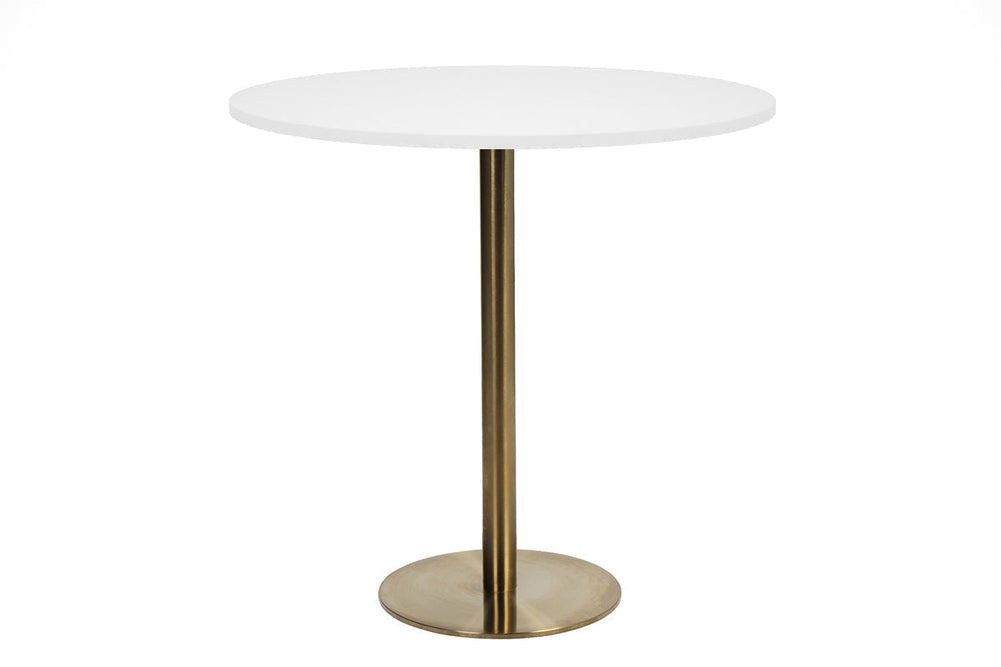 EZ Hospitality Rome Tall Round Bar Counter Table [800 mm]-brass frame white 