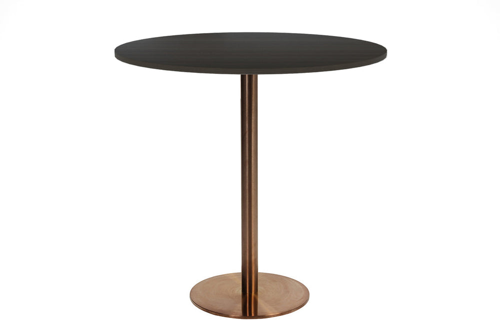 EZ Hospitality Rome Tall Round Bar Counter Table [800 mm]-copper frame dark oak 