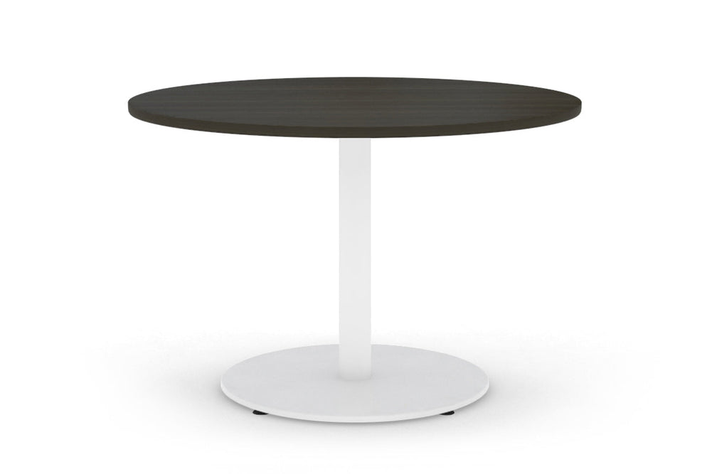 Sapphire Disc Base Large Round Conference Table [1200 mm]-720mm stainless steel base dark oak 