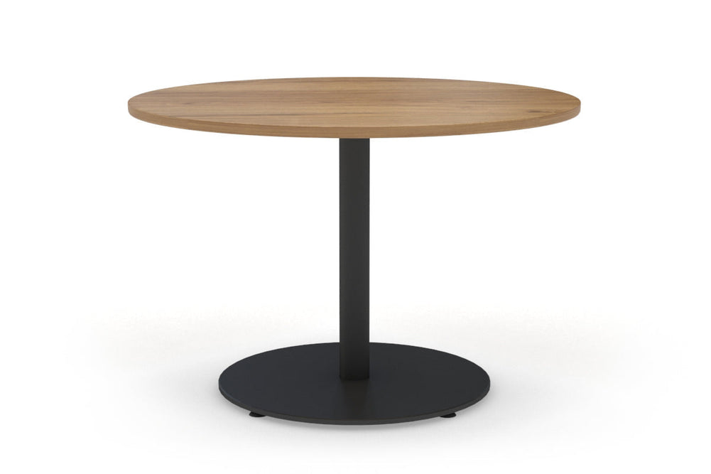 Sapphire Disc Base Large Round Conference Table [1200 mm]-720mm stainless steel base dark oak 