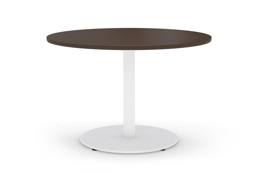 Sapphire Disc Base Large Round Conference Table [1200 mm]-720mm stainless steel base dark oak 