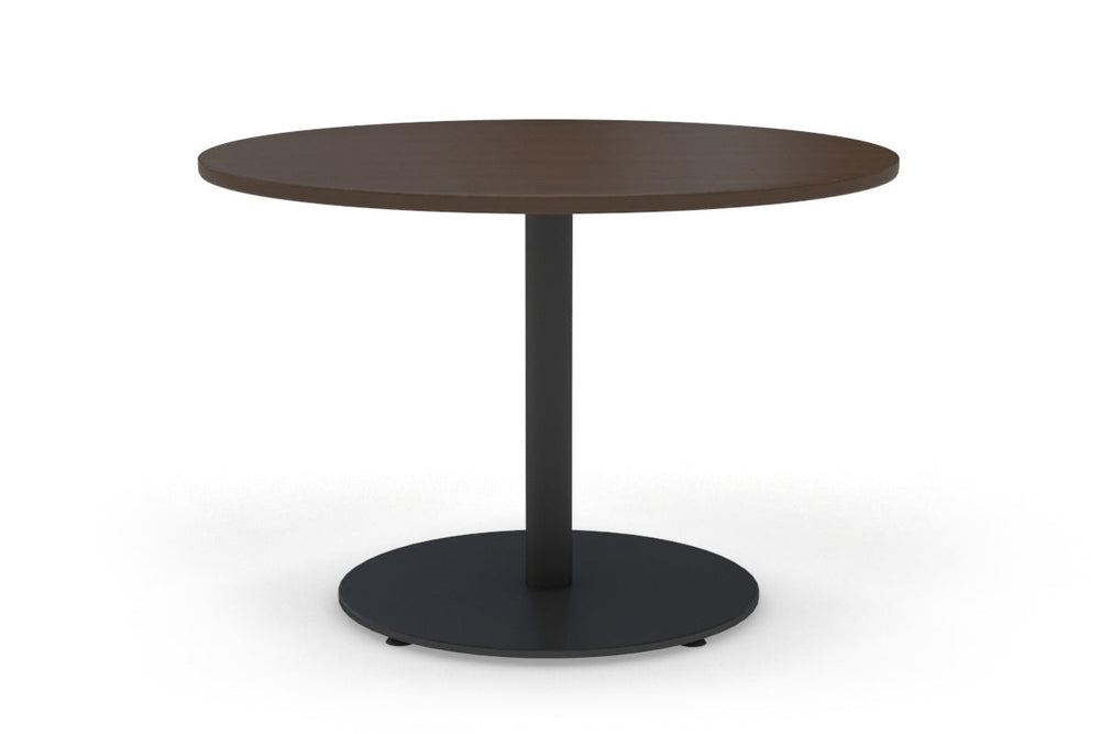 Sapphire Disc Base Large Round Conference Table [1200 mm]-720mm stainless steel base dark oak 