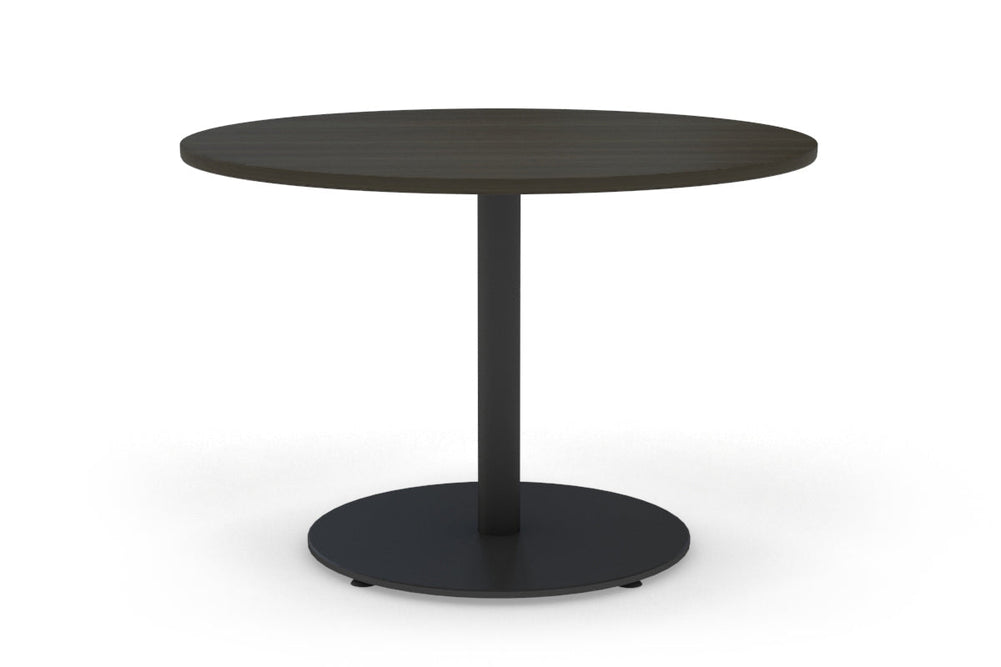 Sapphire Disc Base Large Round Conference Table [1200 mm]-720mm stainless steel base dark oak 