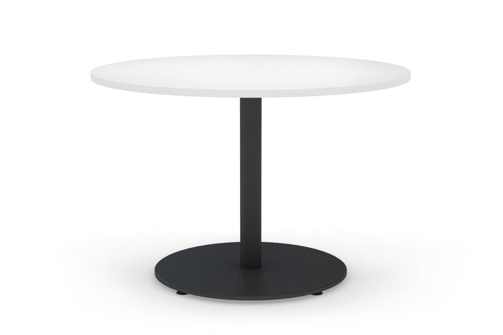 Sapphire Disc Base Large Round Conference Table [1200 mm]-720mm stainless steel base dark oak 